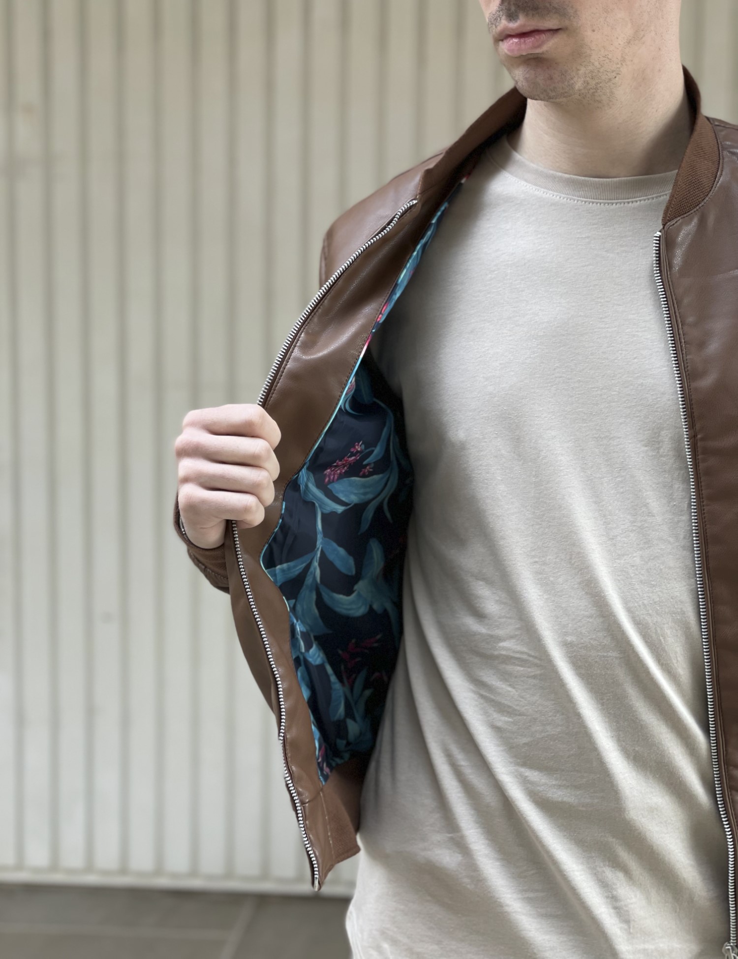 Bread and Buttons ανδρικό ταμπά Jacket Bomber από δερματίνη G12318T φωτογραφία
